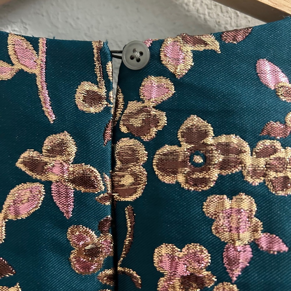 J. Crew Collection Womens Emerald Green Floral Brocade Top Size S $148 - Picture 6 of 7